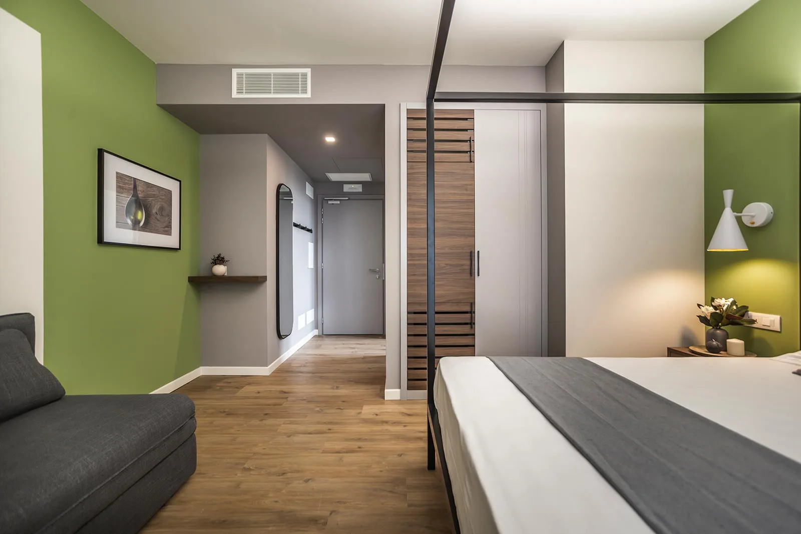 arredamento agriturismo camera arredo verde dettagli pitture