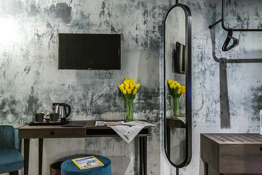 hotel camera arredo carta da parati decoro