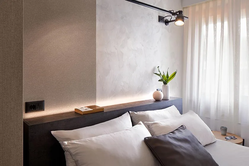 arredamento hotel minimal neutro finiture arredo