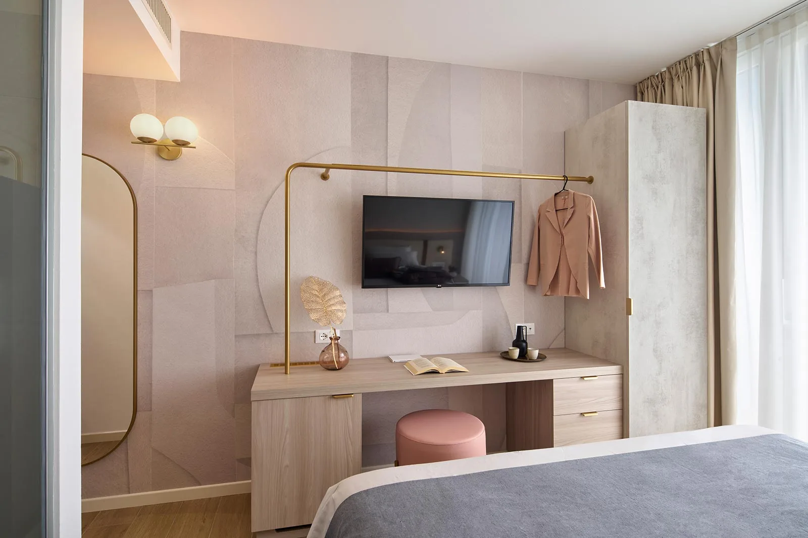 arredamento hotel camera finiture carta da parati arredi