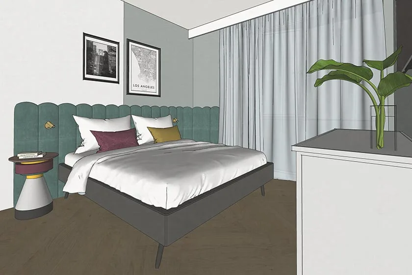 progettazione casa 3d sketch cucina camera letto