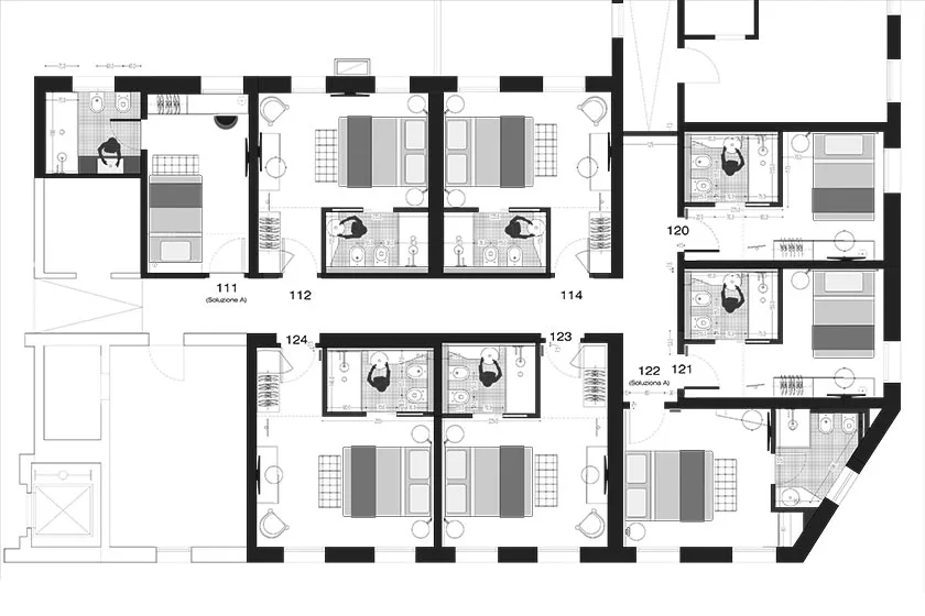 progettazione hotel layout spazi distributivi camere