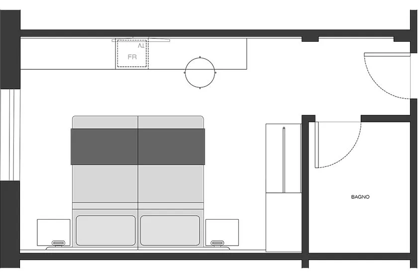 progettazione layout hotel camera funzionalità