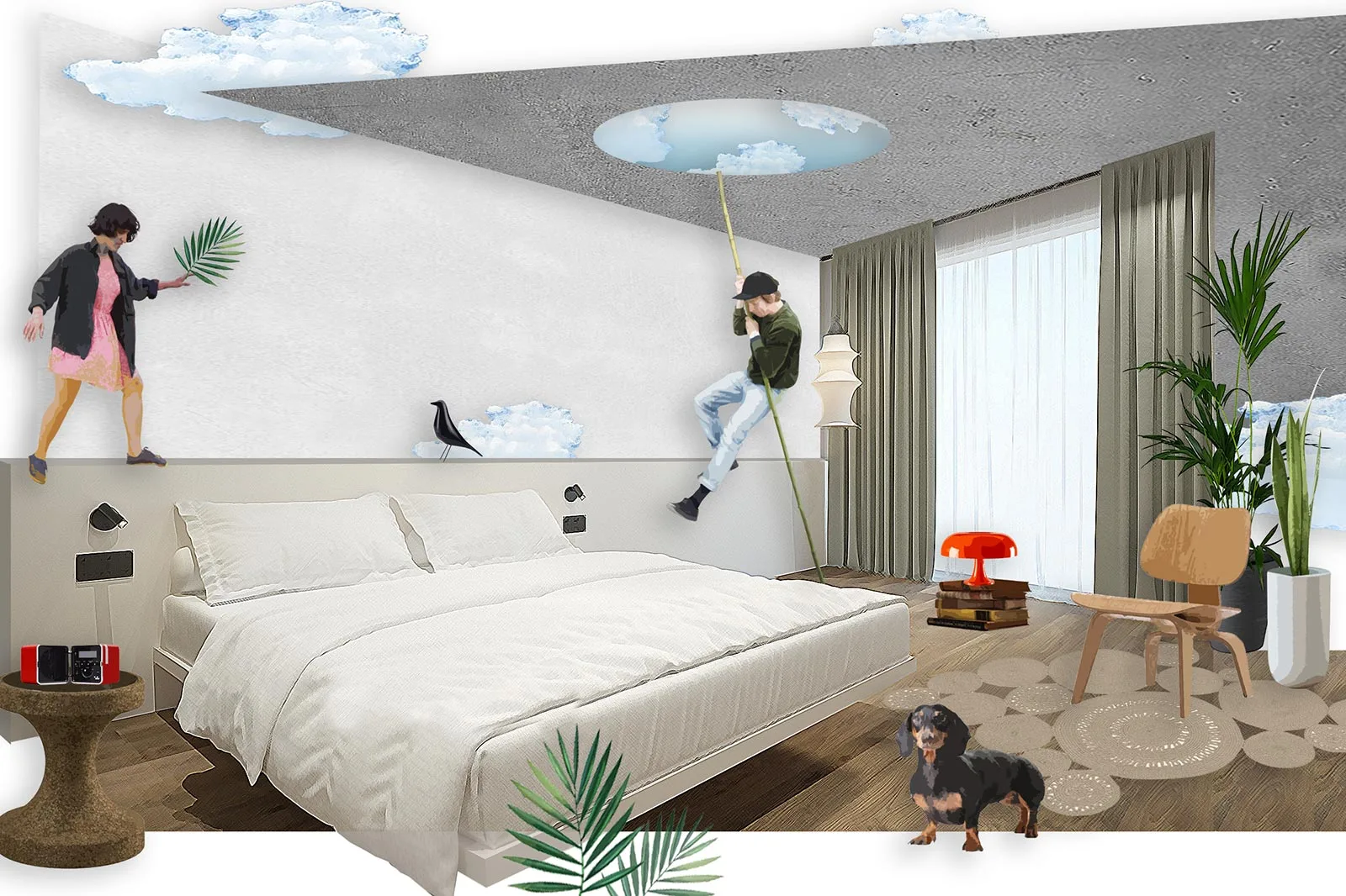 progettazione moodboard hotel design camera presentazione stile arredo