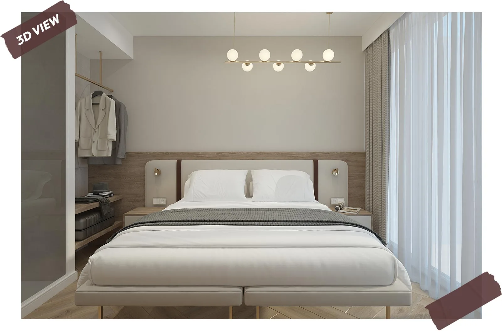 progettazione rendering effetto finale hotel camera completa