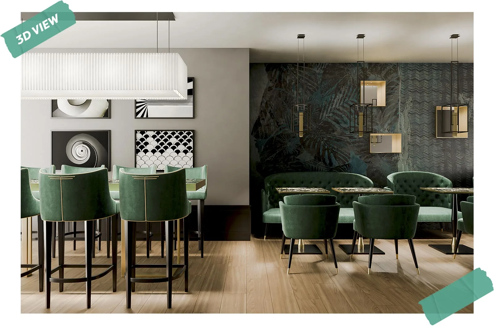 progettazione rendering sala colazioni hotel lusso proposta mood