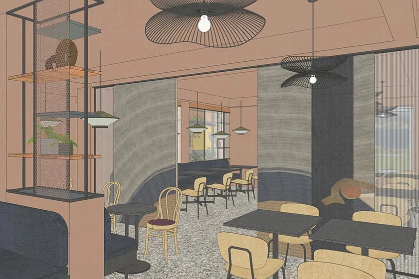 progettazione hotel lido design spazi comuni arredo sketch