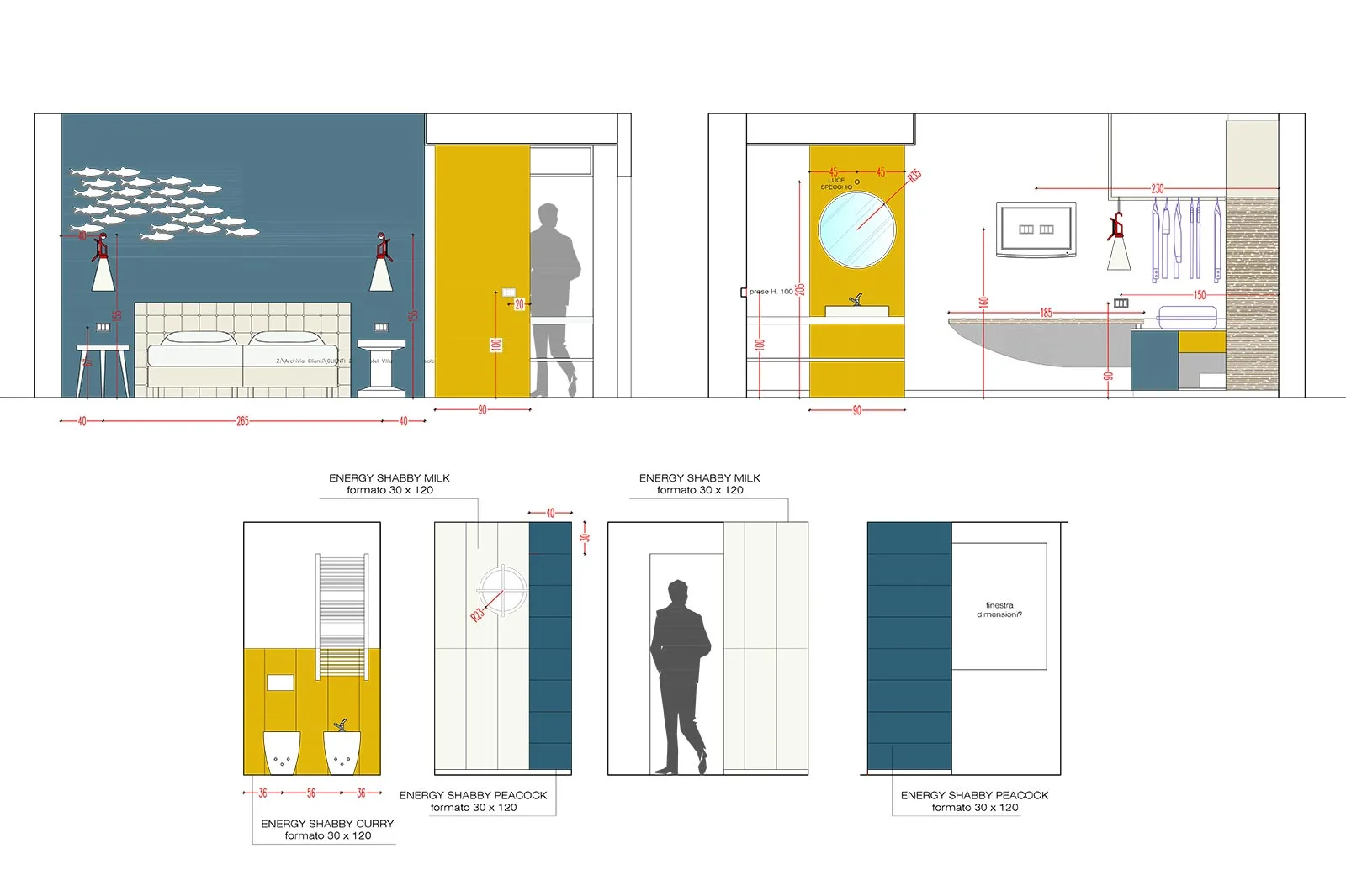 progettazione hotel stile marino prospetti esecutivi camere