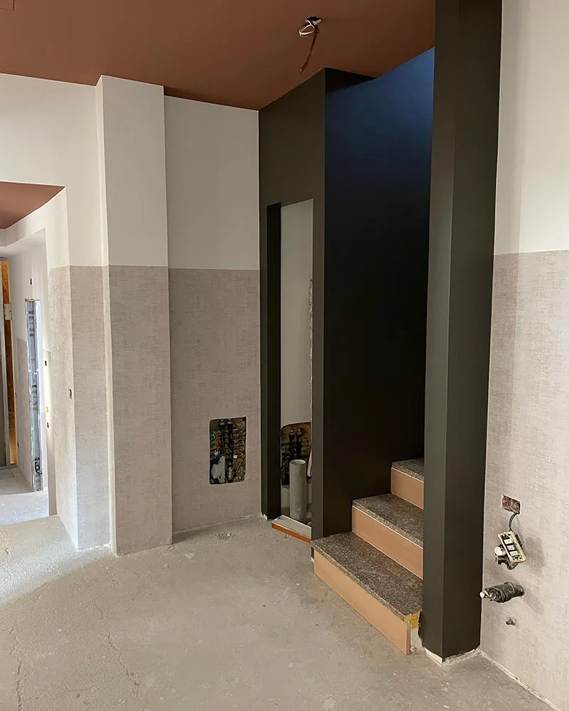 ristrutturazione hotel minimal neutro corridoio finiture