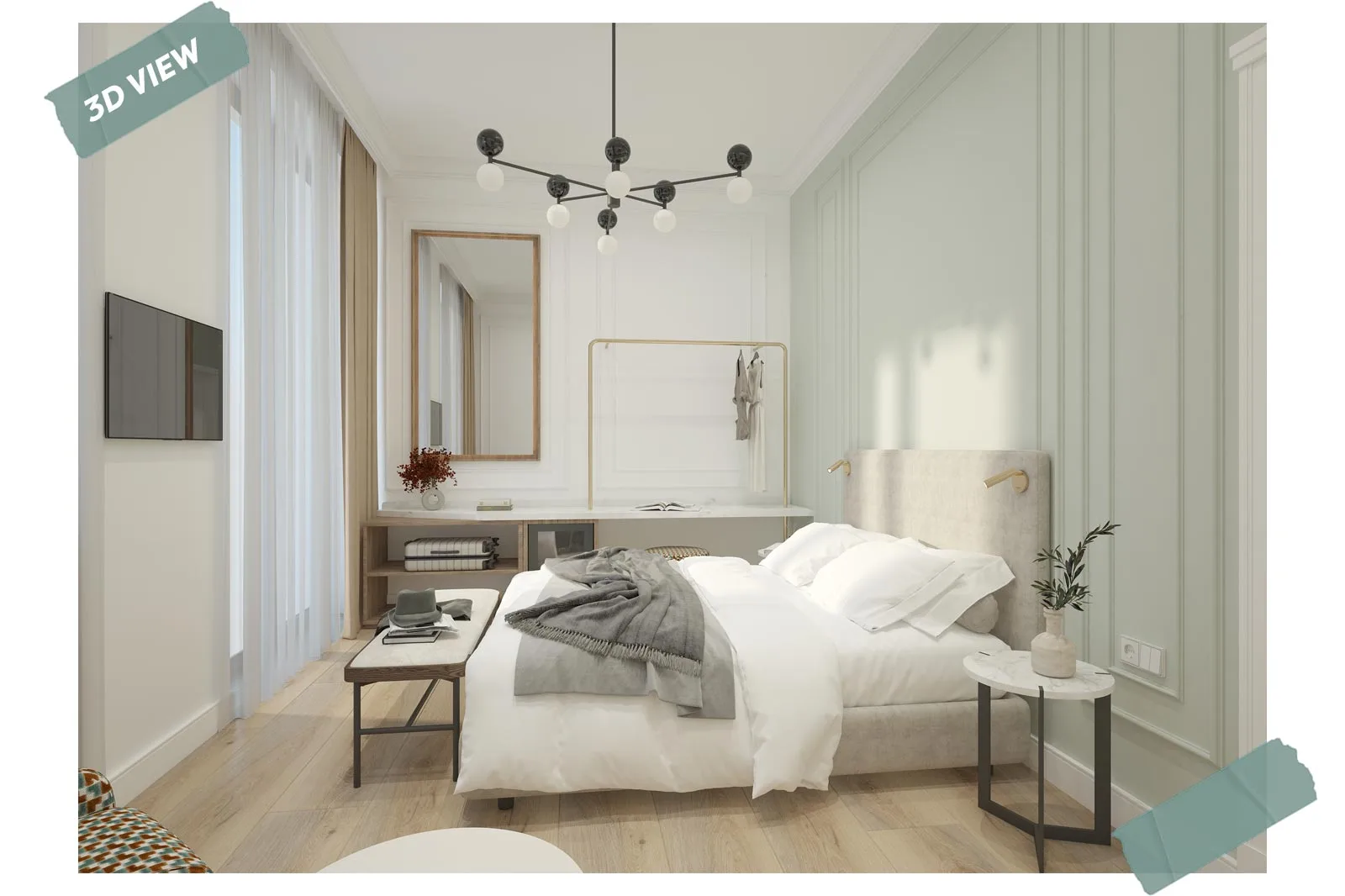 progettazione hotel 3d camera render